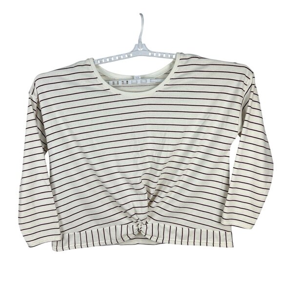 Old Navy Womens Size XL Striped Knot Front Top Cotton/Polyester White/Burgundy - Picture 1 of 6